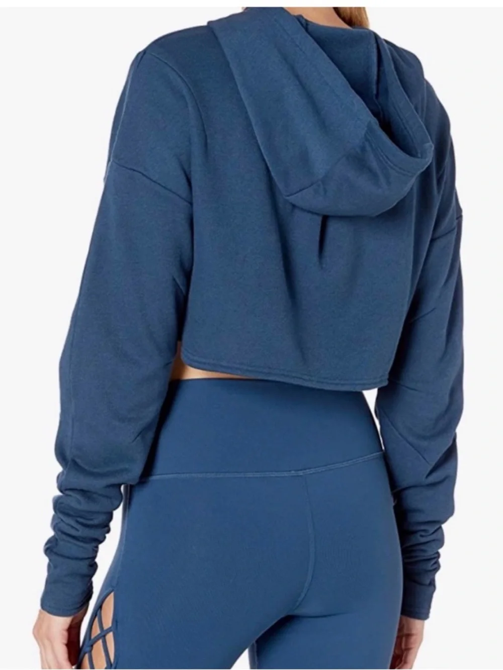 ALO Yoga Extreme Cropped Zip Up Hoodie in Eclipse Blue